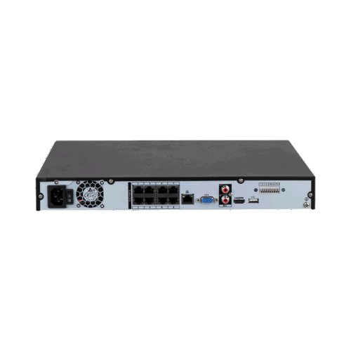 8-канальный IP-видеорегистратор c PoE 4K H.265+ и ИИ , Вх поток 256Мбит/с, H.265+ H.265 H.264+ H.264 MJPEG, разрешение записи до 16Мп, 2 SATA III до 16Тбайт, 8кн@4Mp 2кн@16Мп, 1 HDMI 1 VGA, 1 RJ45 1000Мбит/с, 8 RJ45 100Мбит/с PoE/PoE+ до 130Вт, трев 4/2, 