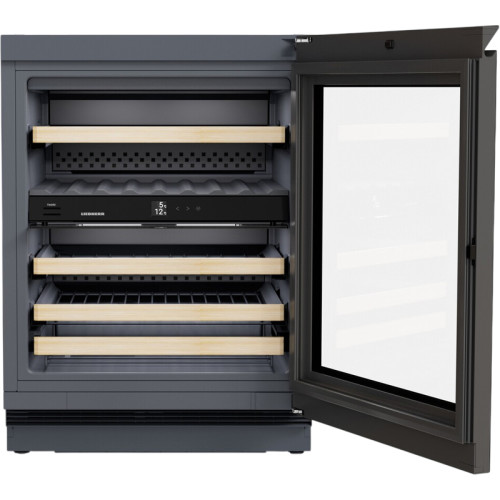 Винные шкафы Liebherr/ Vinidor, высота 82-88 см, 2 темп. зоны, дверь стеклопакет, рамка двери GlassBlack, встроенная ручка, сенсорный дисплей Touch