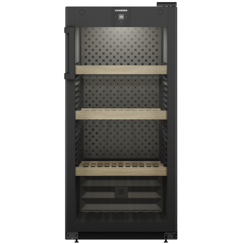Винный шкаф LIEBHERR/  Серия GrandCru, дверь со стеклопакетом с защитой от УФ-излучения, в. 128,4 см, ш. 60 см, макс. кол-во бутылок Бордо (0,75 л): 142 бут., жесткая ручка, черный цвет