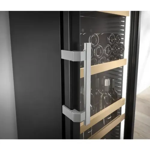 Винный шкаф LIEBHERR/  Серия Perfection, дверь со стеклопакетом с защитой от УФ-излучения, ручка с толкателем, электронный замок, в. 188,4 см, ш. 60 см, макс. кол-во бутылок Бордо (0,75 л): 188 бут., черный цвет