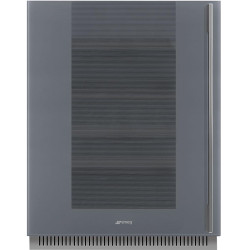 Винные шкафы SMEG/ Linea, Холодильный шкаф для вина встраиваемый, ВхШхГ 820х595х566 мм, петли слева, серебристое стекло Stopsol.