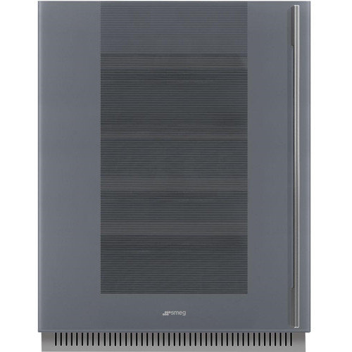 Винные шкафы SMEG/ Linea, Холодильный шкаф для вина встраиваемый, ВхШхГ 820х595х566 мм, петли слева, серебристое стекло Stopsol.