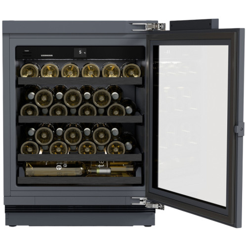 Винные шкафы Liebherr/ Vinidor Selection, высота 82-88 см, 1 темп. зона, дверь стеклопакет, door-on-door panel ready: установка фасадной рамки, сенсорный дисплей Touch&Swipe