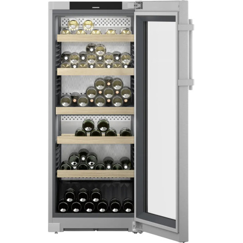 Винный шкаф LIEBHERR/ Vinidor, 2 темп. зоны, дверь стеклопакет, сенсорный дисплей Touch, дверь StainlessSteel, боковые стенки серебристые, ВхШхГ, см: 145.4х59.7х67.5