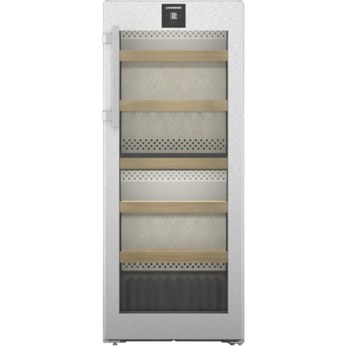 Винный шкаф LIEBHERR/ Vinidor, 2 темп. зоны, дверь стеклопакет, сенсорный дисплей Touch, дверь StainlessSteel, боковые стенки серебристые, ВхШхГ, см: 145.4х59.7х67.5