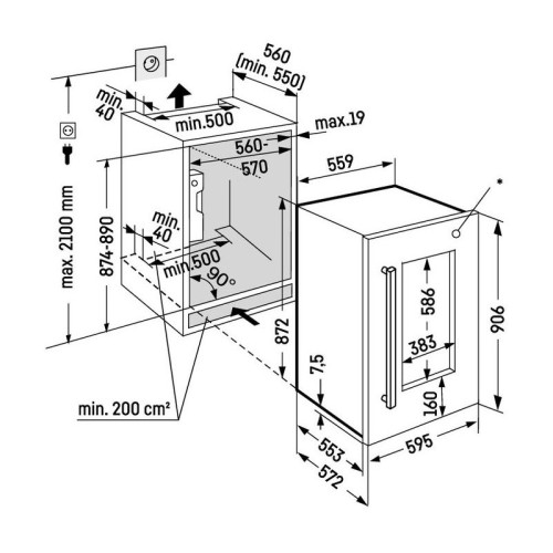 Винные шкафы LIEBHERR/ !! Высота ниши 88см, под декоративную панель