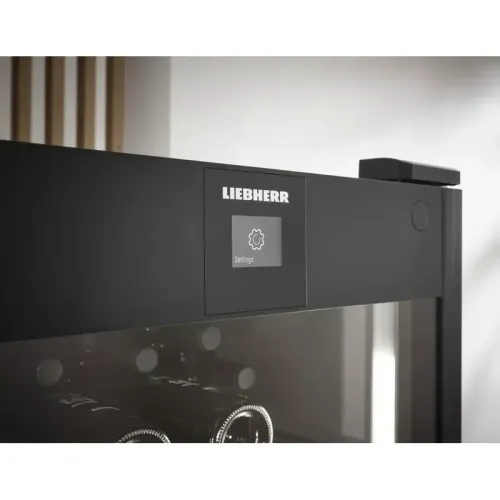 Винный шкаф LIEBHERR/  Серия Perfection, дверь со стеклопакетом с защитой от УФ-излучения, ручка с толкателем, электронный замок, в. 188,4 см, ш. 60 см, макс. кол-во бутылок Бордо (0,75 л): 188 бут., черный цвет