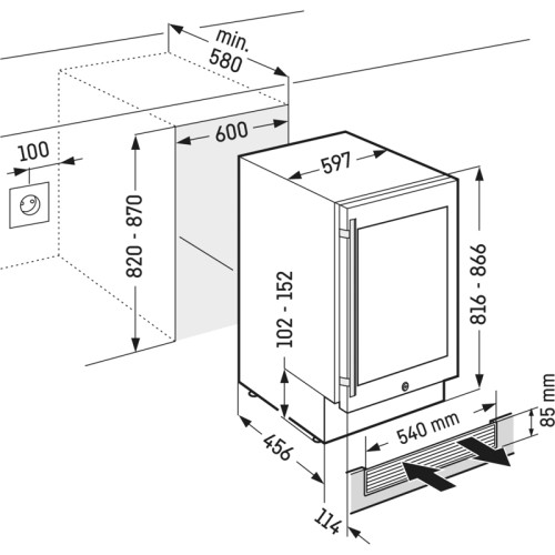 Винные шкафы Liebherr/ 81.8x59.7x57.7 см,двухтемпературный, вместимость 34 бут