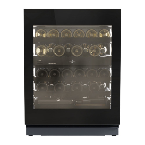 Винные шкафы Liebherr/ Vinidor Selection, высота 82-88 см, 2 темп. зоны, дверь стеклопакет, рамка двери GlassBlack, TipOpen, сенсорный дисплей Touch&Swipe.