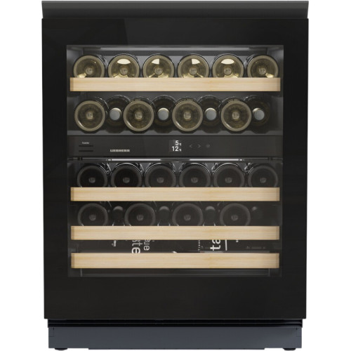 Винные шкафы Liebherr/ Vinidor, высота 82-88 см, 2 темп. зоны, дверь стеклопакет, рамка двери GlassBlack, встроенная ручка, сенсорный дисплей Touch