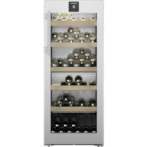 Винный шкаф LIEBHERR/ Vinidor, 2 темп. зоны, дверь стеклопакет, сенсорный дисплей Touch, дверь StainlessSteel, боковые стенки серебристые, ВхШхГ, см: 145.4х59.7х67.5