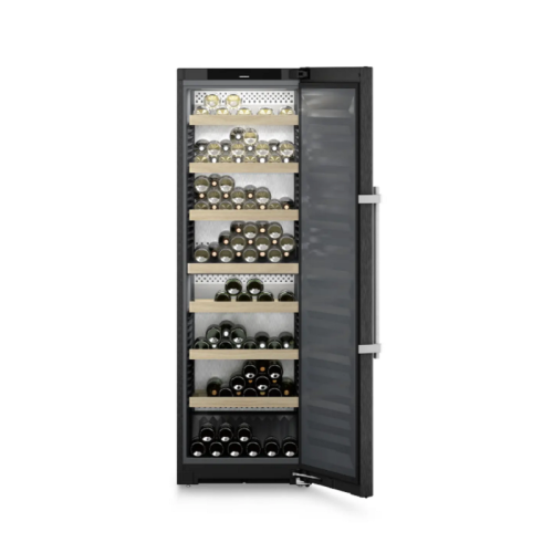 Винный шкаф LIEBHERR/ Vinidor, 2 темп. зоны, дверь глухая, доводчик SoftSystem, сенсорный дисплей Touch&Swipe, корпус BlackSteel, ВхШхГ, см: 185.4х59.7х67.5