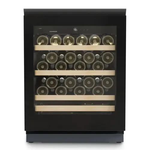 Винные шкафы Liebherr/ Vinidor, высота 82-88 см, 1 темп. зона, дверь стеклопакет, рамка двери GlassBlack, встроенная ручка, сенсорный дисплей Touch