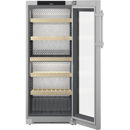 Винный шкаф LIEBHERR/ Vinidor, 2 темп. зоны, дверь стеклопакет, сенсорный дисплей Touch, дверь StainlessSteel, боковые стенки серебристые, ВхШхГ, см: 145.4х59.7х67.5