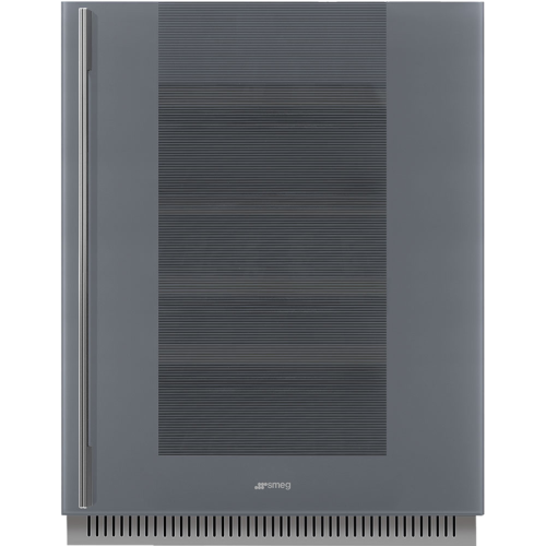 Винные шкафы SMEG/ Linea, Холодильный шкаф для вина встраиваемый, высота 82 см, петли справа, серебристое стекло Stopsol.