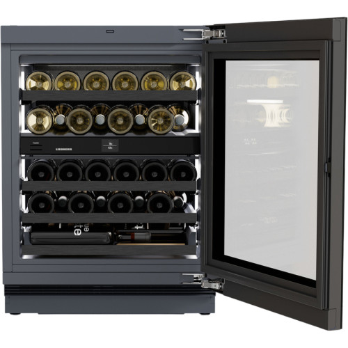 Винные шкафы Liebherr/ Vinidor Selection, высота 82-88 см, 2 темп. зоны, дверь стеклопакет, рамка двери GlassBlack, TipOpen, сенсорный дисплей Touch&Swipe.