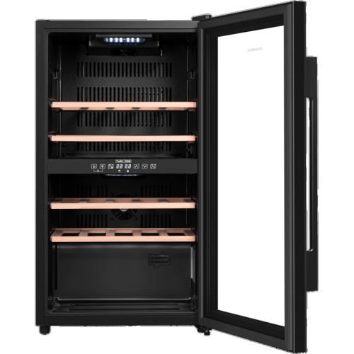 Винный шкаф MAUNFELD MFWC-85D28  ВхШхГ 875х480х435 мм, 28 бутылок, от 5 ° C до 22 ° C, отдельностоящий, полезный объем 80 л, электронный термостат, индикация температуры, диапазон влажности 50-80%, вентилятор для распределения температуры, звуковой сигнал