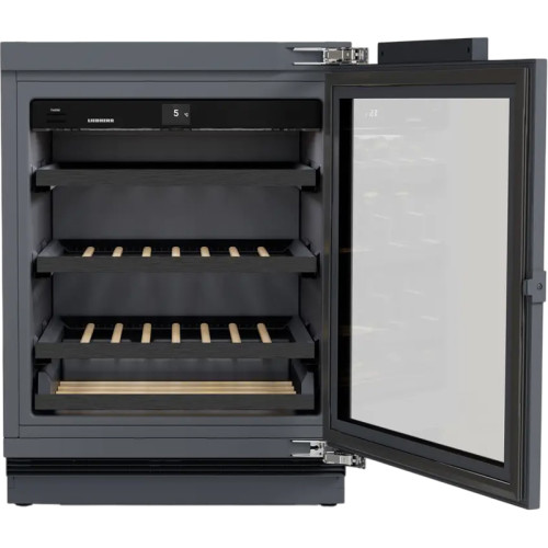 Винные шкафы Liebherr/ Vinidor Selection, высота 82-88 см, 1 темп. зона, дверь стеклопакет, door-on-door panel ready: установка фасадной рамки, сенсорный дисплей Touch&Swipe