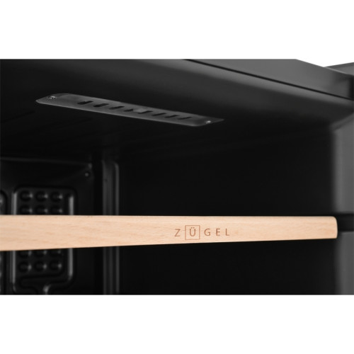 Винный шкаф ZUGEL/ Винный шкаф ZUGEL, отдельностоящий, ВхШхГ 84х43х50 см, объем 74 л, вместимость 28 бутылок, 2 температурных зоны, сенсорное управление, дисплей, защита от УФ-излучения, LED подсветка, 5 полок из бука, диапазон температуры 8-18 градусов, 