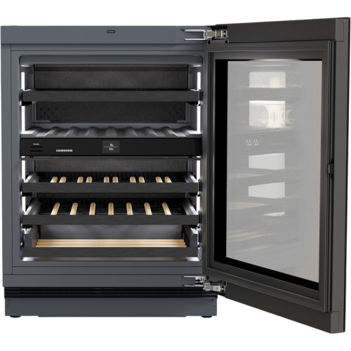 Винные шкафы Liebherr/ Vinidor Selection, высота 82-88 см, 2 темп. зоны, дверь стеклопакет, рамка двери GlassBlack, TipOpen, сенсорный дисплей Touch&Swipe.