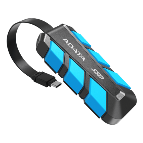 Твердотельный накопитель/ ADATA External SSD SC740, 1000GB, Type-C, USB 3.2 Gen2, R/W 1050/1000 MB/s, 121.8x40.5x22.3mm, Blue (5 лет)
