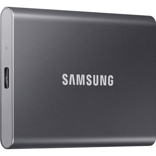 Внешние HDD и SSD/ Samsung External SSD T7, 500GB, Type-C, USB 3.2 Gen2, R/W 1050/1000MB/s, 85x57x8mm, Titan Gray (12 мес.)