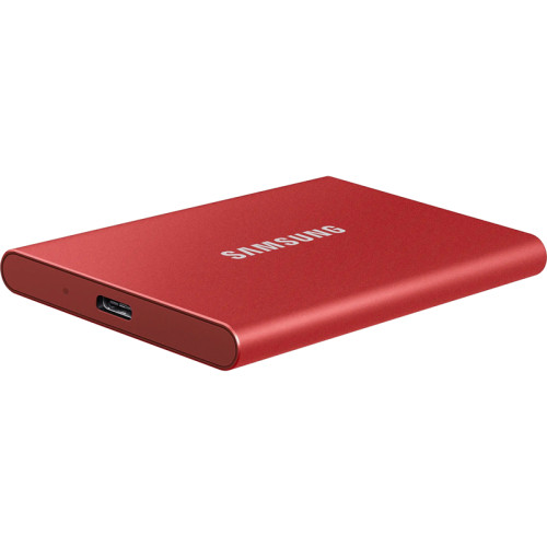 Внешние HDD и SSD/ Samsung External SSD T7, 500GB, Type-C, USB 3.2 Gen2, R/W 1050/1000MB/s, 85x57x8mm, Metallic Red (12 мес.)