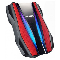 Внешний жесткий диск/ Portable HDD 2TB ADATA HD770G (Red), USB 3.2 Gen1, IP68, RGB lighting, 139x98x26mm, 270g /3 года/