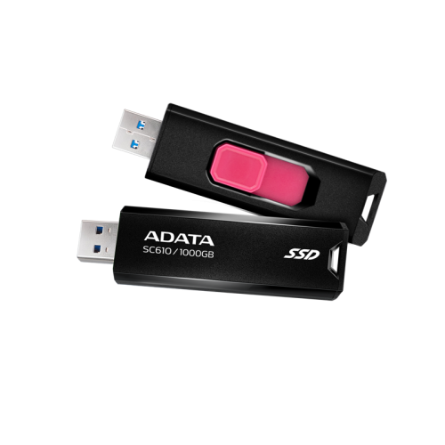 Твердотельный накопитель/ ADATA External SSD SC610, 1000GB, Type-C, USB 3.2 Gen2, R/W 550/500 MB/s, 67x24x10mm, Black (5 лет)