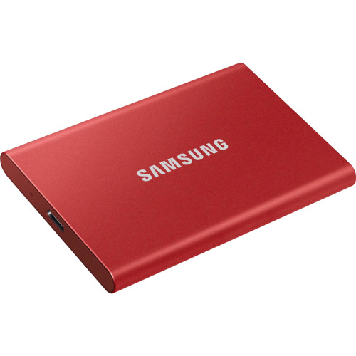 Внешние HDD и SSD/ Samsung External SSD T7, 2000GB, Type-C, USB 3.2 Gen2, R/W 1050/1000MB/s, 85x57x8mm, Metallic Red (12 мес.)