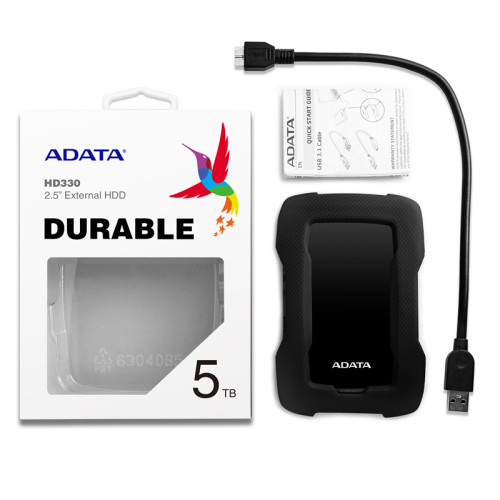 Внешний жесткий диск/ Portable HDD 5TB ADATA HD330 (Black), Silicone, USB 3.2 Gen1, 133x89x23mm, 316g /3 года/ Внешний жесткий диск/ Portable HDD 5TB ADATA HD330 (Black), Silicone, USB 3.2 Gen1, 133x89x23mm, 316g /3 года/