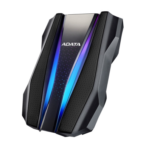 Внешний жесткий диск/ Portable HDD 2TB ADATA HD770G (Black), USB 3.2 Gen1, IP68, RGB lighting, 139x98x26mm, 270g /3 года/