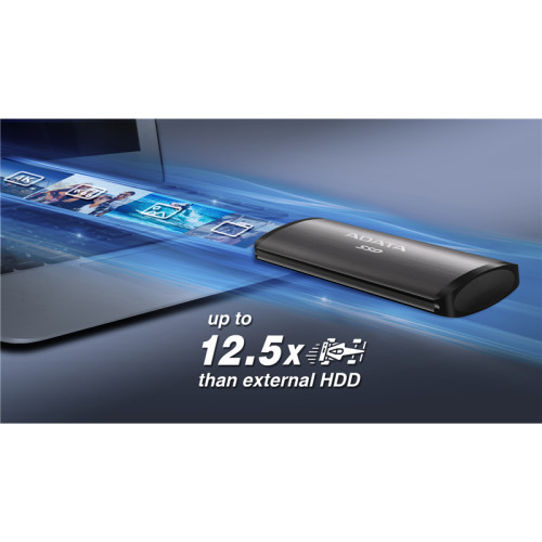 Твердотельный накопитель/ ADATA External SSD SE760, 512GB, Type-C, USB 3.2 Gen2, R/W 1000/800 MB/s, 122x44x14mm, Titan-Gray (3 года)