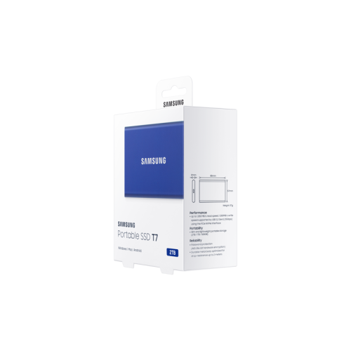 Твердотельный накопитель Samsung External SSD T7, 2000GB, USB Type-C, R/W 1000/1050MB/s, Blue