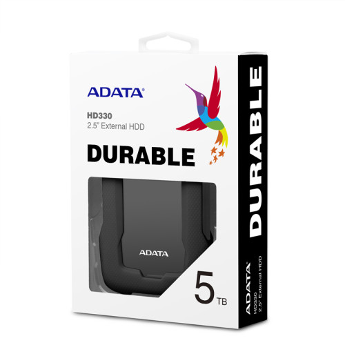 Внешний жесткий диск/ Portable HDD 5TB ADATA HD330 (Black), Silicone, USB 3.2 Gen1, 133x89x23mm, 316g /3 года/