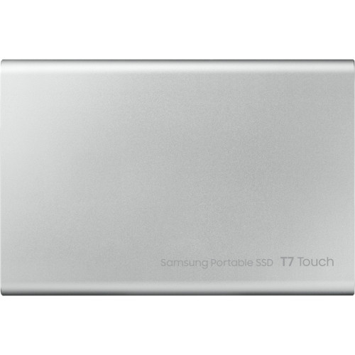 Внешние HDD и SSD/ Samsung External SSD T7 Touch, 500GB, Touch ID, Type-C, USB 3.2 Gen2, R/W 1050/1000MB/s, 85x57x8mm, Silver (12 мес.)