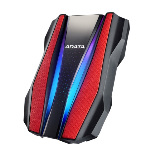 Внешний жесткий диск/ Portable HDD 2TB ADATA HD770G (Red), USB 3.2 Gen1, IP68, RGB lighting, 139x98x26mm, 270g /3 года/