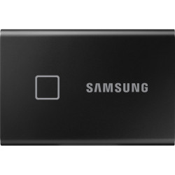 Внешние HDD и SSD/ Samsung External SSD T7 Touch, 2000GB, Touch ID, Type-C, USB 3.2 Gen2, R/W 1050/1000MB/s, 85x57x8mm, Black (12 мес.)