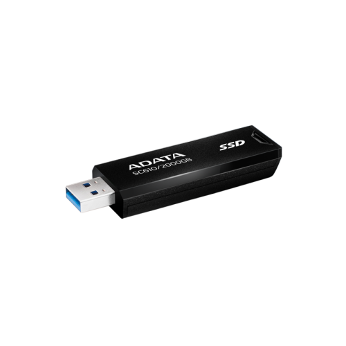 Твердотельный накопитель/ ADATA External SSD SC610, 2000GB, Type-C, USB 3.2 Gen2, R/W 550/500 MB/s, 67x24x10mm, Black (5 лет)