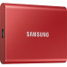 Внешние HDD и SSD/ Samsung External SSD T7, 500GB, Type-C, USB 3.2 Gen2, R/W 1050/1000MB/s, 85x57x8mm, Metallic Red (12 мес.)