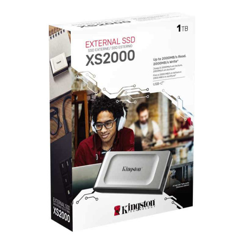 Твердотельный накопитель/ Kingston External SSD XS2000 BOC, 1000GB, Type-C, USB 3.2 Gen 2x2, R/W 2000/2000MB/s, IP55, 70x33x14mm, Silver (60 мес)