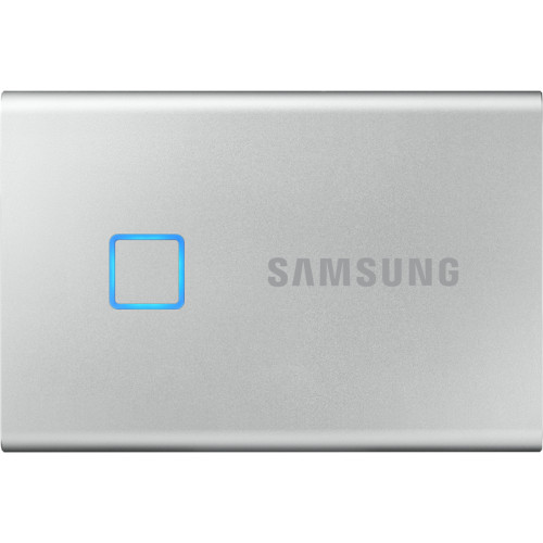 Внешние HDD и SSD/ Samsung External SSD T7 Touch, 500GB, Touch ID, Type-C, USB 3.2 Gen2, R/W 1050/1000MB/s, 85x57x8mm, Silver (12 мес.)