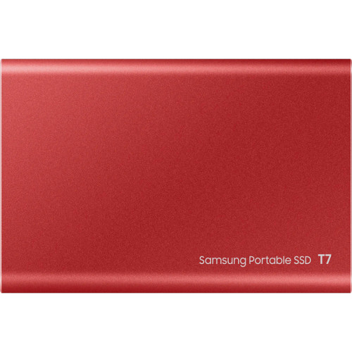 Внешние HDD и SSD/ Samsung External SSD T7, 500GB, Type-C, USB 3.2 Gen2, R/W 1050/1000MB/s, 85x57x8mm, Metallic Red (12 мес.)