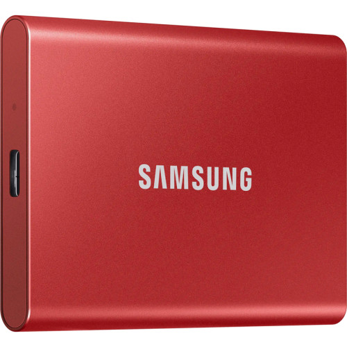 Внешние HDD и SSD/ Samsung External SSD T7, 2000GB, Type-C, USB 3.2 Gen2, R/W 1050/1000MB/s, 85x57x8mm, Metallic Red (12 мес.)