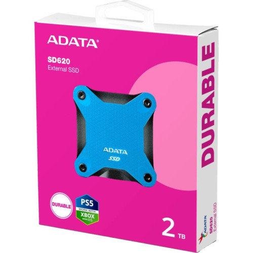 Твердотельный накопитель/ ADATA External SSD SD620, 2000GB, Type-C, USB 3.2 Gen2, R/W 520/460 MB/s, 80x80x15mm, Blue (5 лет) Твердотельный накопитель/ ADATA External SSD SD620, 2000GB, Type-C, USB 3.2 Gen2, R/W 520/460 MB/s, 80x80x15mm, Blue (5 лет)