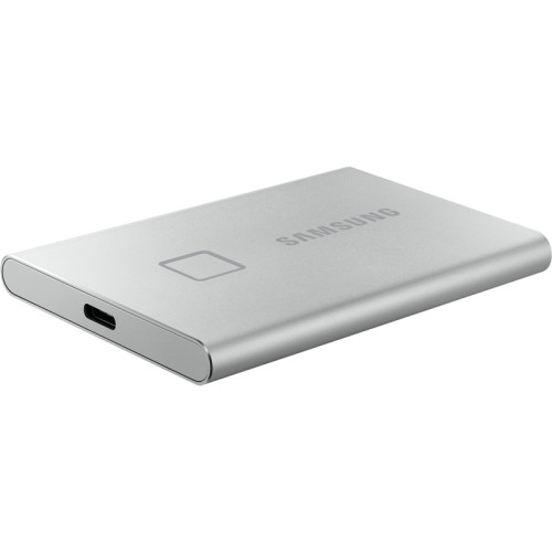 Внешние HDD и SSD/ Samsung External SSD T7 Touch, 500GB, Touch ID, Type-C, USB 3.2 Gen2, R/W 1050/1000MB/s, 85x57x8mm, Silver (12 мес.)