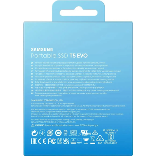 Внешний HDD/SSD/ Samsung External SSD T5 EVO, 2000GB, Type-C, USB 3.2 Gen1, R/W 460/460MB/s, 95x40x17mm, Black (12 мес.) Внешний HDD/SSD/ Samsung External SSD T5 EVO, 2000GB, Type-C, USB 3.2 Gen1, R/W 460/460MB/s, 95x40x17mm, Black (12 мес.)