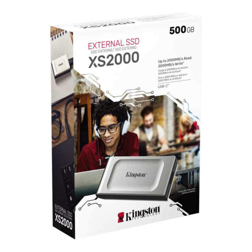 Твердотельный накопитель/ Kingston External SSD XS2000 BOC, 500GB, Type-C, USB 3.2 Gen 2x2, R/W 2000/2000MB/s, IP55, 70x33x14mm, Silver (60 мес)