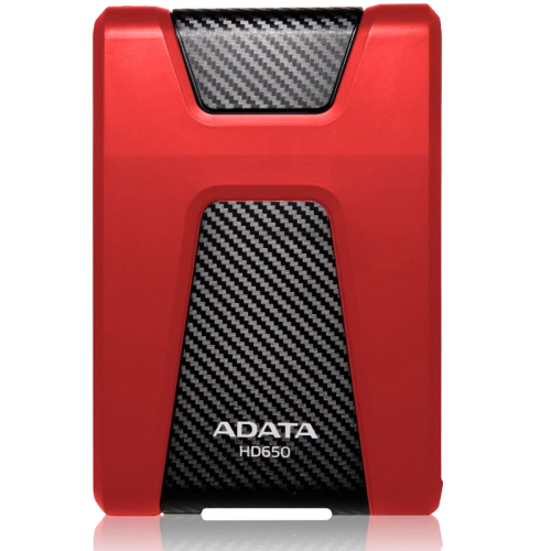 Жесткий диск внешний/ Portable HDD 1TB ADATA HD650 (Red), Silicone, USB 3.2 Gen1, 121x81x21mm, 201g /3 года/