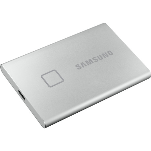 Внешние HDD и SSD/ Samsung External SSD T7 Touch, 500GB, Touch ID, Type-C, USB 3.2 Gen2, R/W 1050/1000MB/s, 85x57x8mm, Silver (12 мес.)